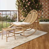 固美家藤编摇摇椅躺椅成人家用休闲椅藤椅户外庭院椅子懒人摇椅2025新款 【揽月藤编摇摇椅+短垫+脚踏】