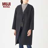 无印良品（MUJI）女式 羊毛混 双面大衣 毛呢外套 秋冬简约风外衣W9AD225 深海军蓝 L 165/88A