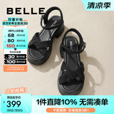 百丽（Belle）满钻条带繁星休闲凉鞋女商场款厚底凉鞋A9S2DBL4 黑色 35 (225mm)