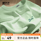 雪中飞白色短袖t恤女2025新款夏季纯棉宽松半袖运动休闲风简约M 果绿色|4129-17018F (女款) L