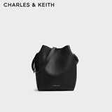 CHARLES&KEITH荔枝纹单肩斜挎子母水桶包生日礼物女神节礼物送女友CK2-10151504 Noir黑色 M