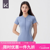 Keep泳衣女士专业连体平角游泳衣竞速保守大码温泉泳装047 鸢尾紫 M