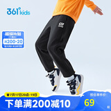 361°童装 儿童裤子春季男女童3-14岁针织长裤 【加绒】经典黑 160