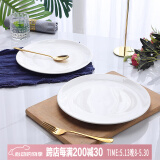 泰鑫兴10英寸（26cm）2只装陶瓷釉下彩白瓷盘子菜盘果盘家用牛排盘浅盘 
