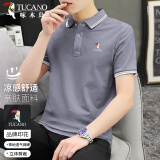 啄木鸟（TUCANO）短袖t恤男士夏季商务休闲纯色polo透气百搭上衣男装 灰蓝 3XL