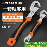 绿林（GREENER）扳手套装工具家用两件套管钳万能活动扳手活口开口多功能卫浴神器
