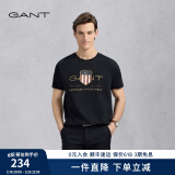 GANT/甘特【100%棉】男女情侣款学院风美式休闲圆领短袖重磅T恤 5黑色 S