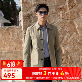 雅戈尔（YOUNGOR）风衣男翻领单风衣锦纶耐穿舒适透气男士上衣外套 GYDF424995YQA卡其 L 175/96A