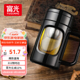 富光玻璃杯男女办公双层大容量水杯带把茶水分离泡茶杯子带茶隔