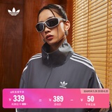 adidas情侣款复古风梭织立领夹克外套男女阿迪达斯官方三叶草 深灰 L