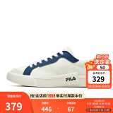 FILA FUSION斐乐男鞋POP帆布鞋潮牌男子潮流板鞋街拍运动休闲鞋男 奶白/徽章蓝-GB 43