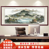 良品大师流水生财山水画办公室挂画中式客厅装饰画靠山图茶室字画风景壁画 聚宝盆锦绣山川A2 78*188cm宣纸+红木框（热卖款）