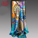 浪莎真丝丝巾女士配饰桑蚕丝绸方巾送女朋友礼物送老婆礼品伴手礼 万花筒蓝（88*88cm）