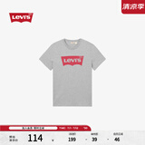 Levi's李维斯情侣美式宽松印花时尚简约舒适潮流纯棉圆领短袖T恤 灰色 002A0-0003 L