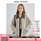VEGA CHANG皮毛一体短外套女2024年秋冬新款宽松显瘦高级感名媛风毛绒大衣 常规版 M