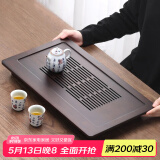 尚言坊简约实木茶盘家用办公功夫茶具套装大托盘沥水不锈钢底小茶台客厅 2竹制千堂蓄排两用茶盘50*28cm