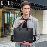 ELLE HOMME手提包男简约时尚商务包横款牛皮公文包休闲单肩斜挎包生日礼物
