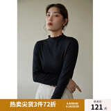 独束大码女装【发热防静电】百搭打底衫女显瘦秋冬新款胖mm针织衫 静谧黑 L