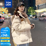 唐狮（TonLion）2024连帽面包服女棉服休闲 米白 S