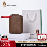 暇步士（Hush Puppies）卡包真皮零钱包男士证件夹风琴式拉链卡片包名片夹情人节礼物 卡其色HC-1811046W-2415