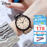 迪士尼（Disney）学生手表个性复古撞色帆布带石英表青少年初中高中生防水手表