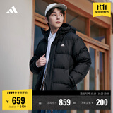adidas 拒水防泼防风保暖鸭绒羽绒服面包服男女同款阿迪达斯官方   黑色   2XL