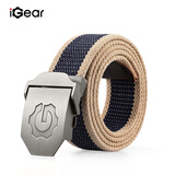 iGear帆布腰带男士休闲青年加厚自动扣皮带户外时尚裤腰带节日礼物军训