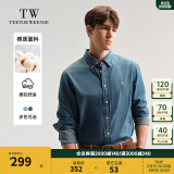 Teenie Weenie Men小熊男装休闲牛仔衬衫男秋冬长袖美式复古衬衣 牛仔色 XL 180