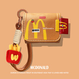 京苑 适用vivoTWS4保护套vivo tws4/3/3pro/2/2e耳机套Hi-Fi版一体式iQOO皮质蝴蝶结小狗耳机壳 【皮质 卡其色M记+编织挂绳】一体式软壳 vivo TWS 4 Hi-F