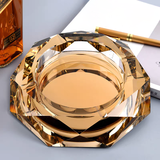 品欧源烟灰缸水晶玻璃高端大气档次轻奢高级家用客厅办公室大号烟缸 15CM八角金色