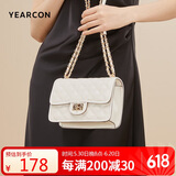 意尔康包包女包百搭菱格链条包时尚小香风女士单肩包34W28067-305米白