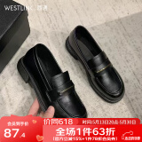 西遇乐福鞋女2025新款春季简约法式一脚蹬小皮鞋通勤黑色单鞋 黑色 （JD预售20天） 35