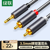 绿联3.5mm转双莲花头音频线一分二 红白2RCA连接线 手机电脑电视连接音响箱功放转换线1.5米10511