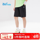 361°儿童短裤夏季男女童3-12岁透气运动裤梭织五分裤 黑 175