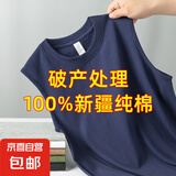 纯棉背心男士运动无袖T恤夏季薄款宽松外穿篮球跨栏坎肩宽肩健身 藏蓝B03 3XL 建议150-170斤