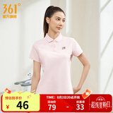 361度运动翻领t恤2025年春夏季新款休闲透气短袖情侣POLO衫 【女款】千禧粉 L