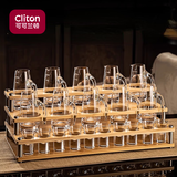 CLITON白酒杯分酒器100ml酒具套装二两杯分酒壶烈酒杯收纳架10壶10杯
