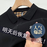 巴宝利2024新款高端纯棉长袖T恤男士休闲纯色战马POLO衫t 黑色(战马) XL (175) 140-160斤