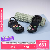 卡骆驰crocs檀健次同款复古洞洞鞋女鞋厚底老爹鞋小鲸鱼洞洞鞋206302 黑色-001(含智必星) 34 (210mm)