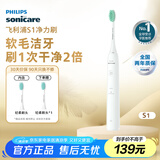 飞利浦（PHILIPS）电动牙刷 S1 生日礼物 成人情侣款送男生女友 2种模式 洁齿护龈 柔力软毛 白色HX2431/02