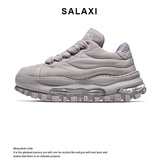 莎莱茜（SALAXI）2025秋冬新品冰川系列厚底增高气垫面包鞋情侣休闲运动鞋男女同款 杏色 36 【女款】