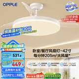 欧普（OPPLE）风扇灯吊扇灯遥控LED照明Ra95餐厅卧室吊灯变频低噪包安装 冰风白
