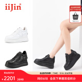 艾今（IIJIN）【蔡卓妍同款】经典小白鞋超轻9cm厚底内增高休闲鞋女鞋YF283IOA 全黑色 37