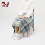 无印良品（MUJI） 羊毛编织 能护膝的大号披肩 围巾围脖冬季保暖 灰色格纹 60×180cm