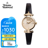 薇薇安·威斯特伍德（Vivienne Westwood）西太后手表女士小表盘女表石英表皮表带生日礼物送女友金色同款 黑色女表 VV090GDBK 23mm