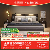 臻享家 床 双人床北欧简约储物高箱床主卧婚床卧室家具 布纹灰|储物床+床头柜*1+Y22床垫 1.8米*2.0米