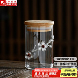 日式锤纹玻璃茶叶罐锡花密封干果花茶储物罐普洱茶罐子家用透明 平光(玻璃茶叶罐)_直形(250ML)+锡花