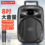 新科户外广场舞音响蓝牙音箱家庭K歌店铺宣传手提移动便携式大喇叭扩音器摆摊低音炮专用8吋 双咪