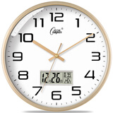 康巴丝（Compas）挂钟客厅2025款简约办公日历钟表石英钟表挂墙时钟 c3511Y日历闪金直径26cm