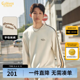 卡宾（CABBEEN）【老花拼接】圆领卫衣男2024早春新款宽松刺绣套头长袖打底衫 杏色15 M /170/48